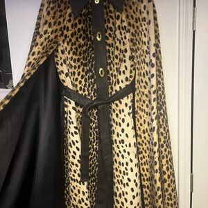 Leopard Print Cape with Black Accents